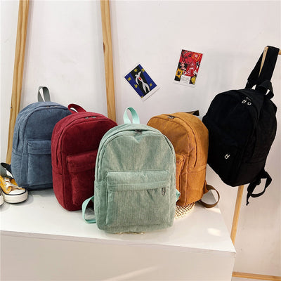 Large Capacity Multi-purpose New Corduroy Front Pocket Unisex Backpack