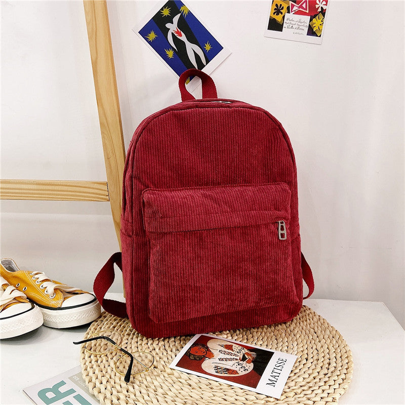 Large Capacity Multi-purpose New Corduroy Front Pocket Unisex Backpack