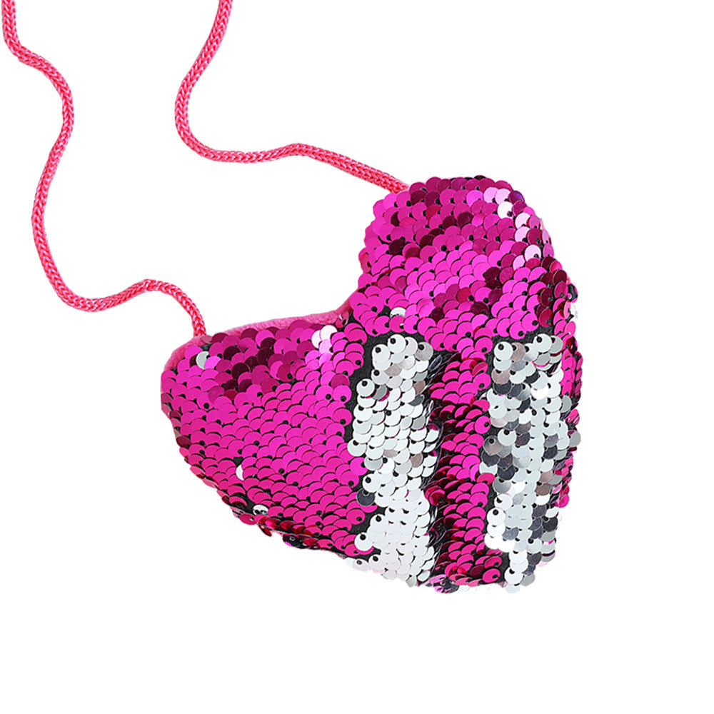 Sequined love lanyard shoulder diagonal purse