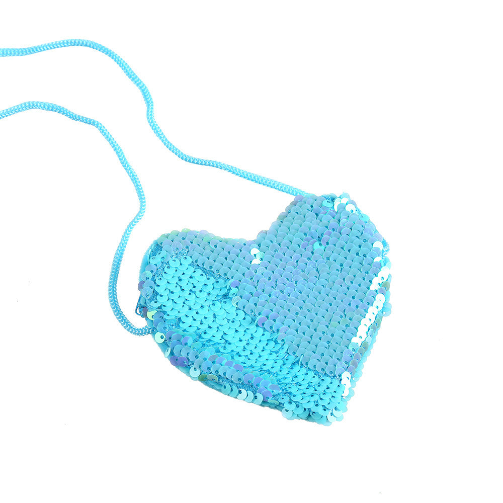 Sequined love lanyard shoulder diagonal purse