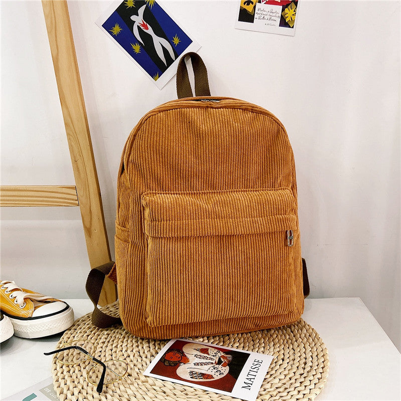 Large Capacity Multi-purpose New Corduroy Front Pocket Unisex Backpack