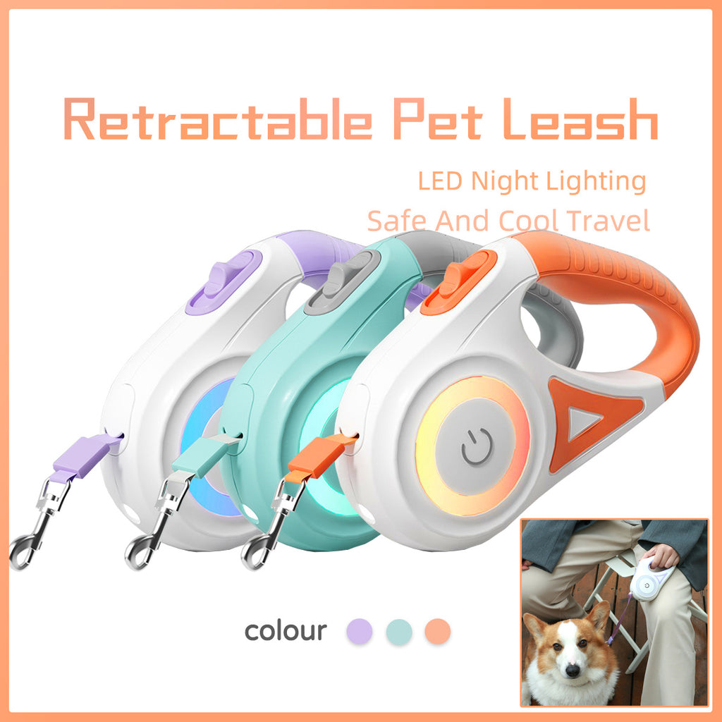 Dog Leash Retractable Leash And Dog Collar Spotlight Automatic Traction Rope