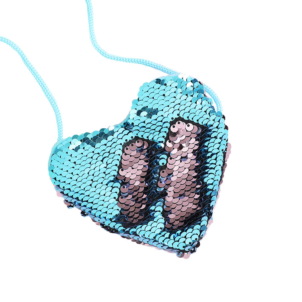 Sequined love lanyard shoulder diagonal purse