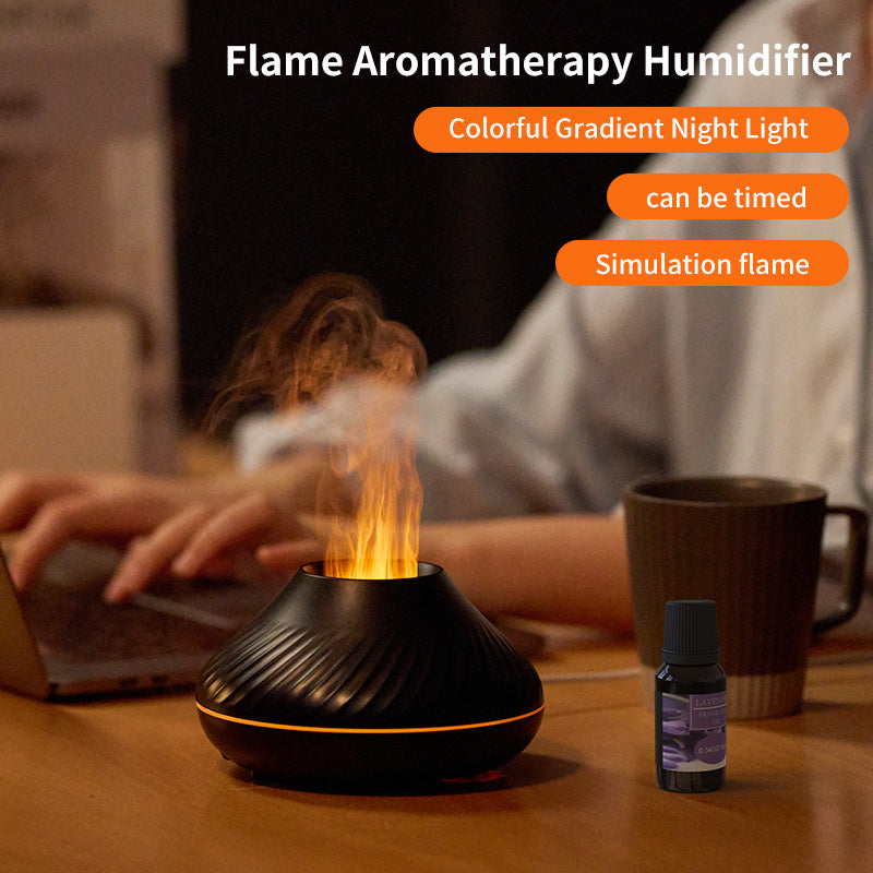 RGB Flame Aroma Diffuser 130Ml Colorful Flame Humidifier Diffuser