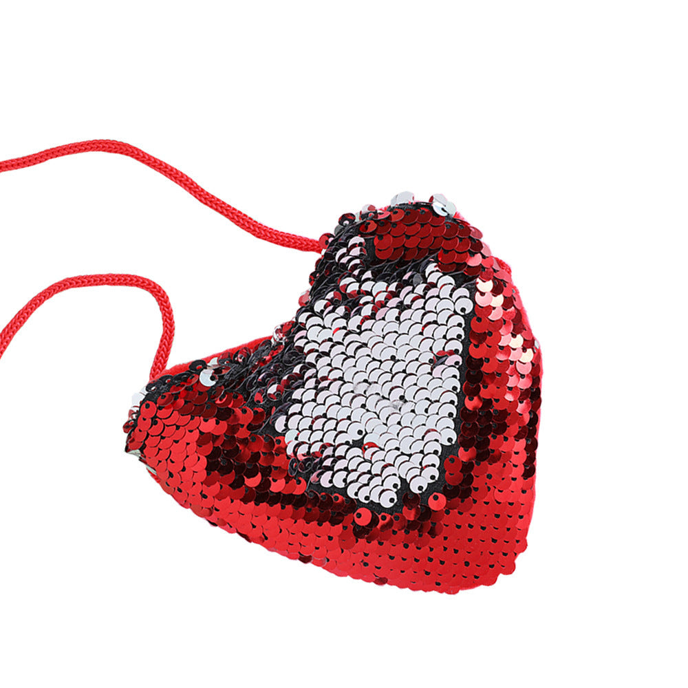 Sequined love lanyard shoulder diagonal purse