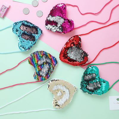 Sequined love lanyard shoulder diagonal purse