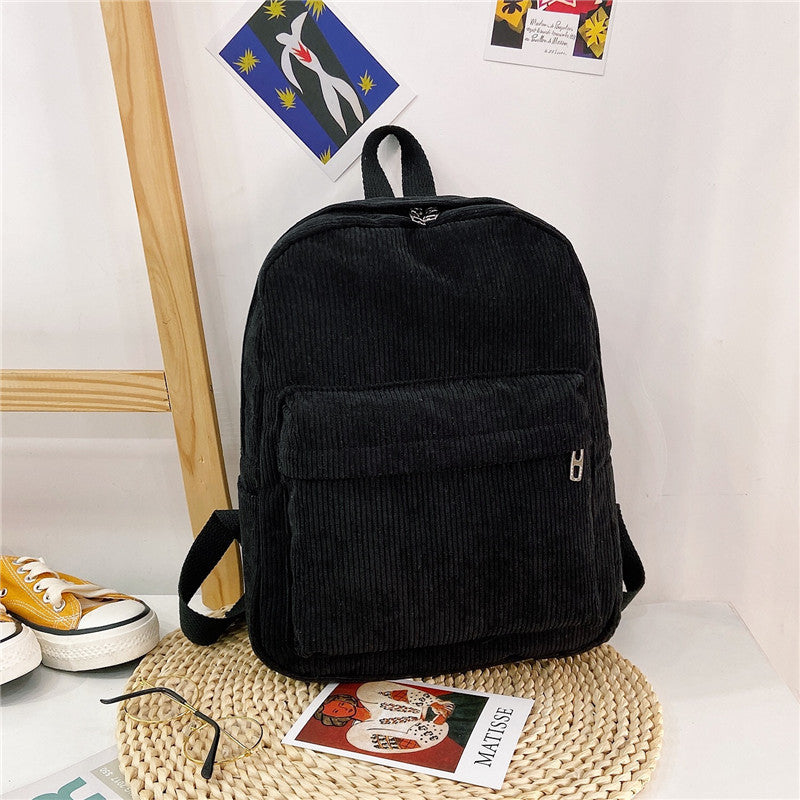 Large Capacity Multi-purpose New Corduroy Front Pocket Unisex Backpack