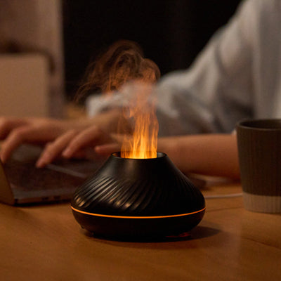 RGB Flame Aroma Diffuser 130Ml Colorful Flame Humidifier Diffuser