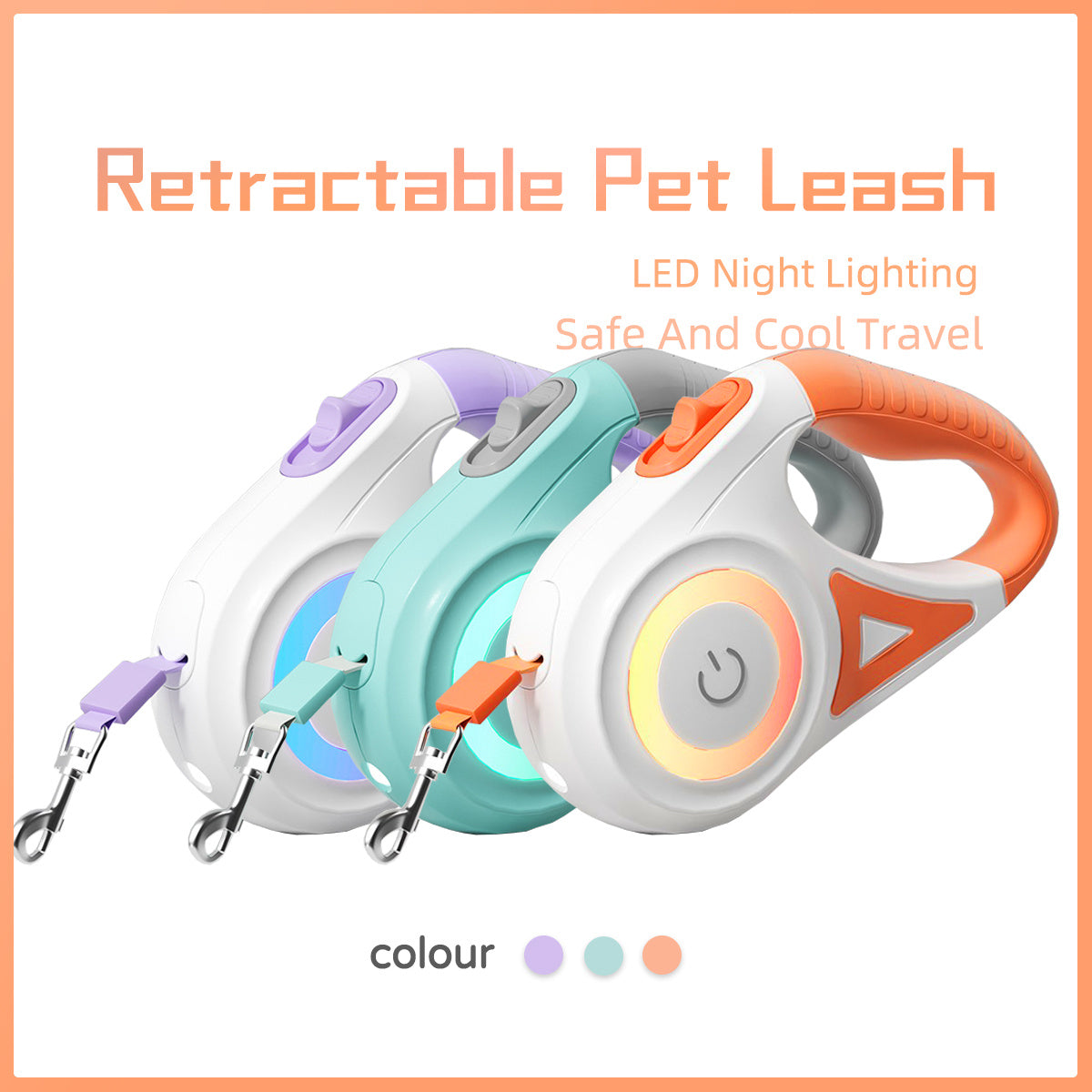 Dog Leash Retractable Leash And Dog Collar Spotlight Automatic Traction Rope